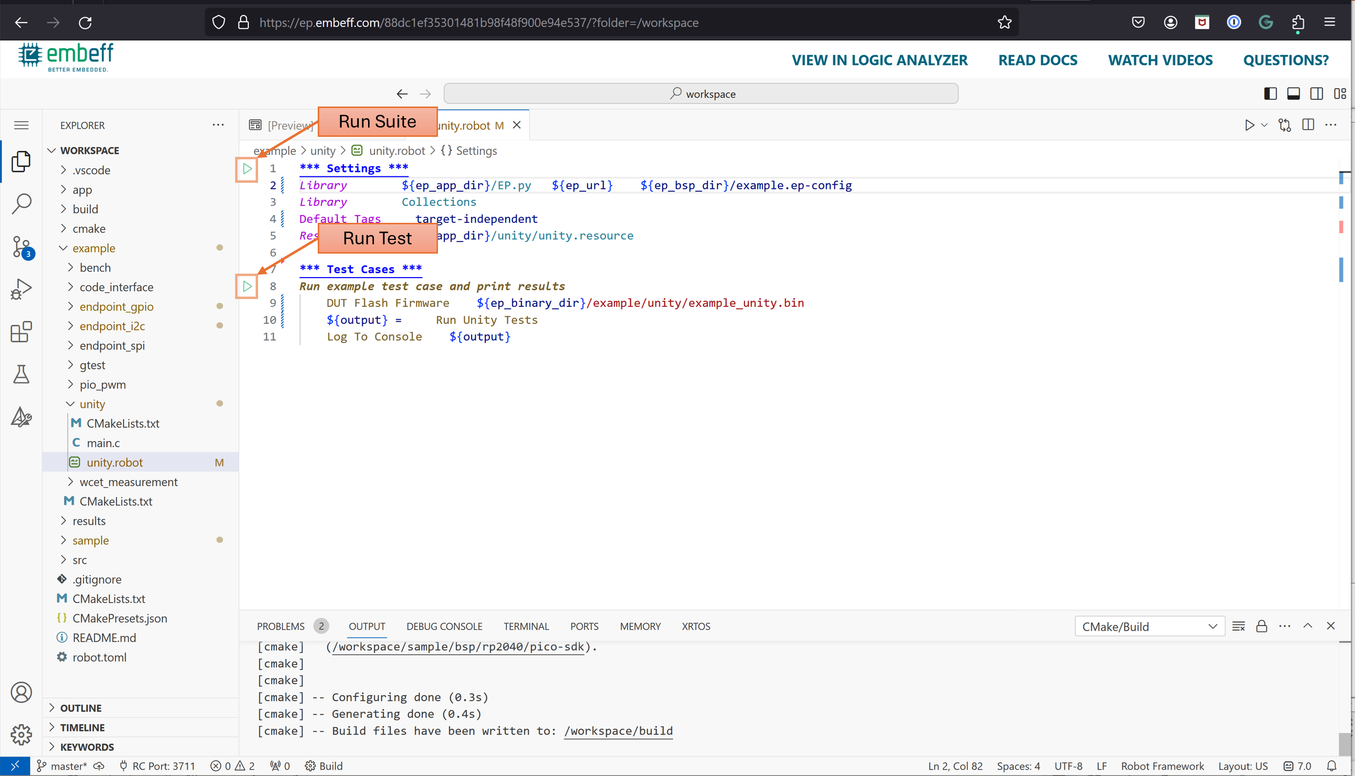 Debug Robot Test