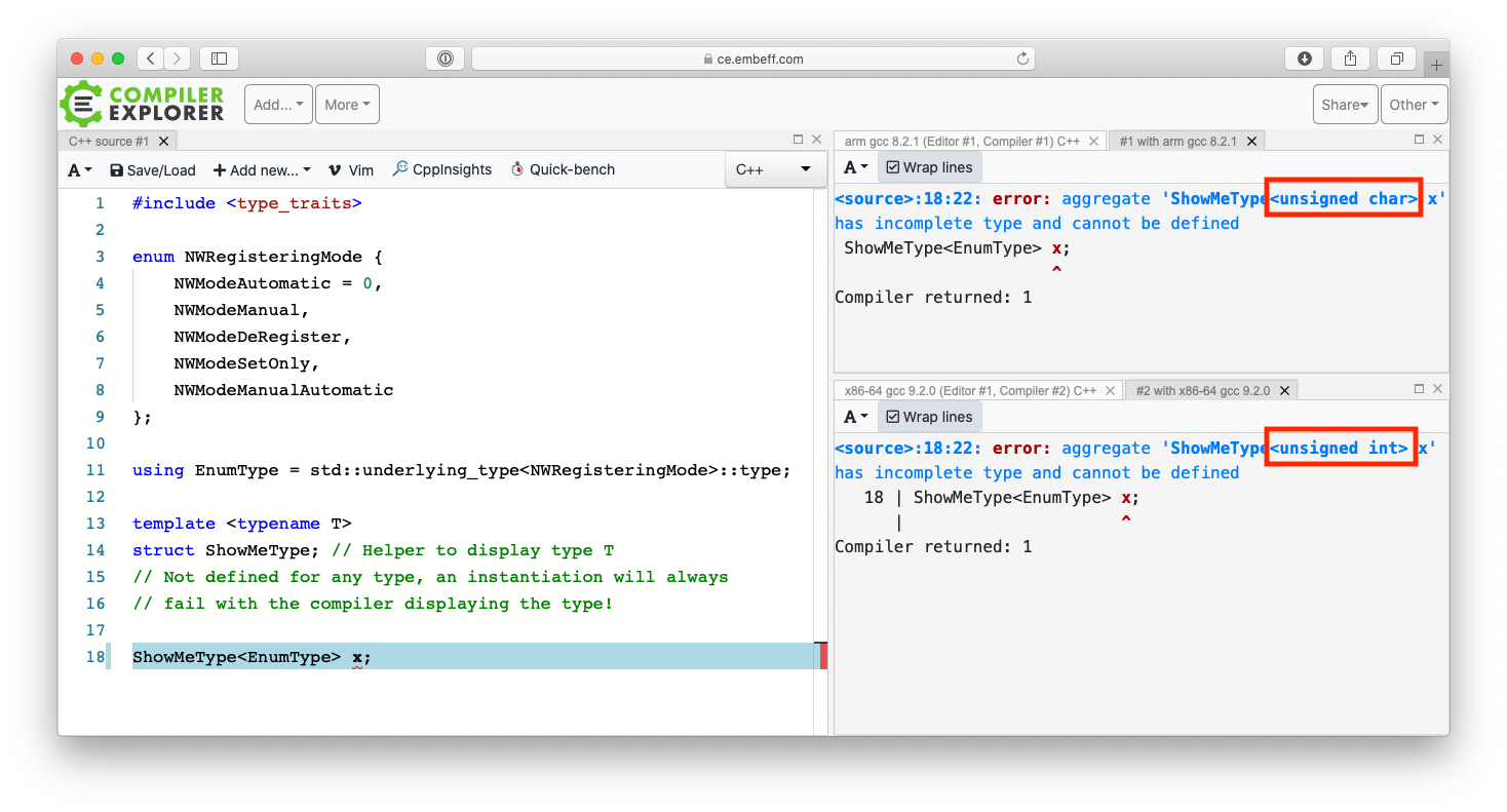 A target dependent enum-type