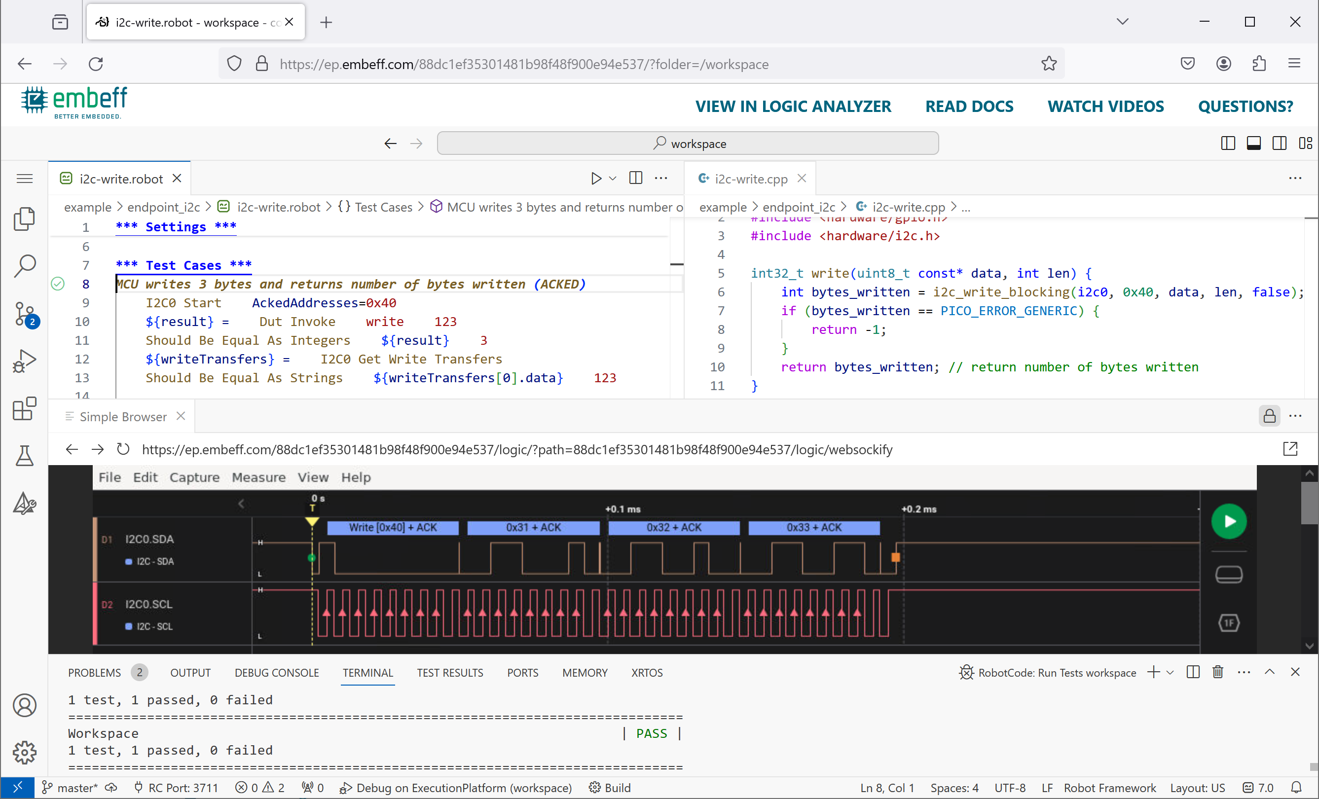 I2C Write Transfer